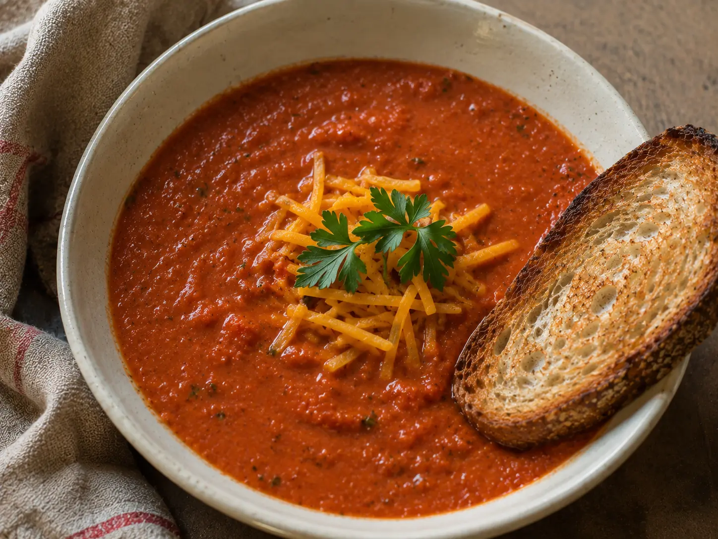 Tomato Bisque — homemade soup from College Soups in East Indianapolis