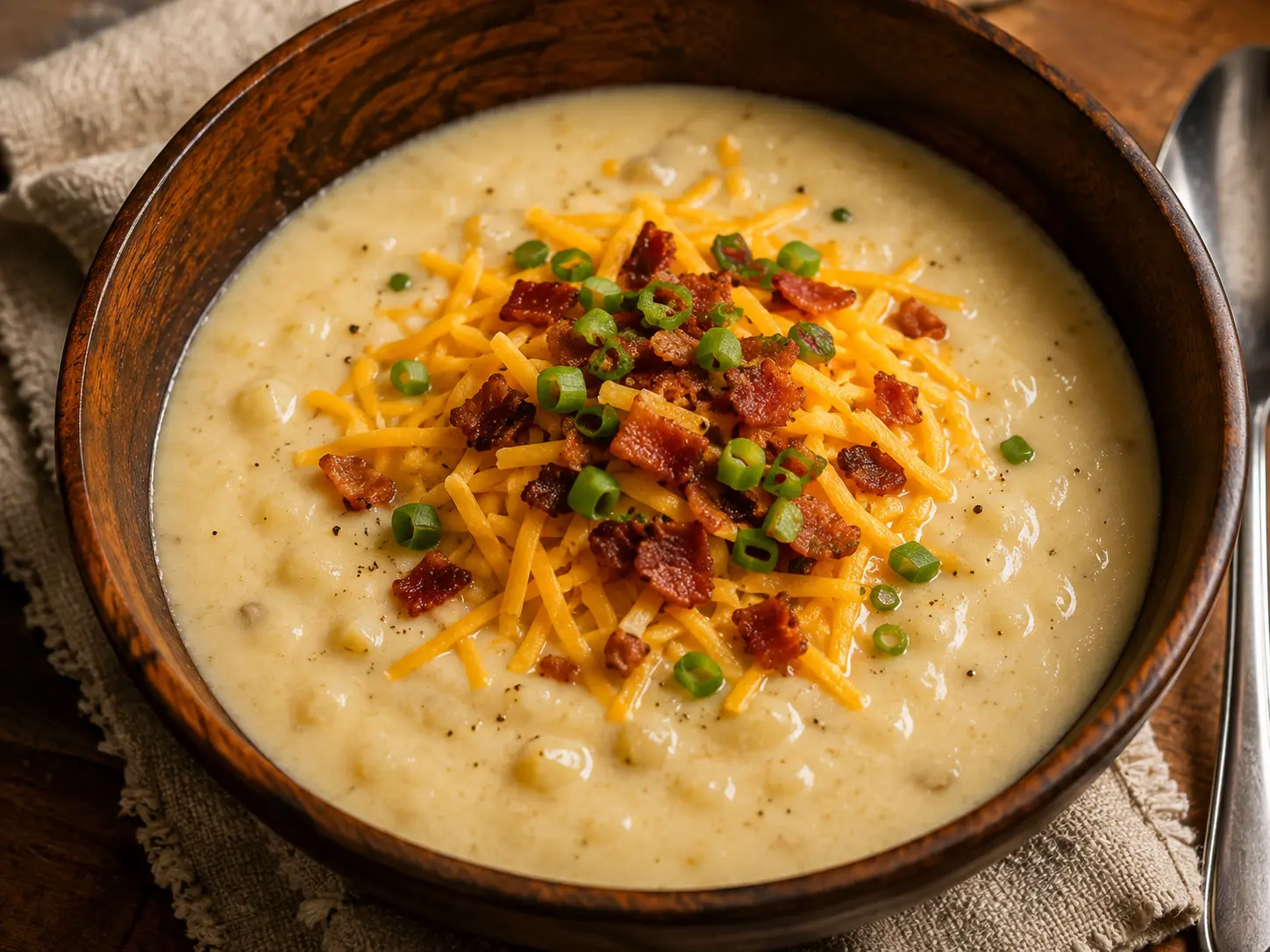 Loaded Potato Soup — homemade soup from College Soups in East Indianapolis