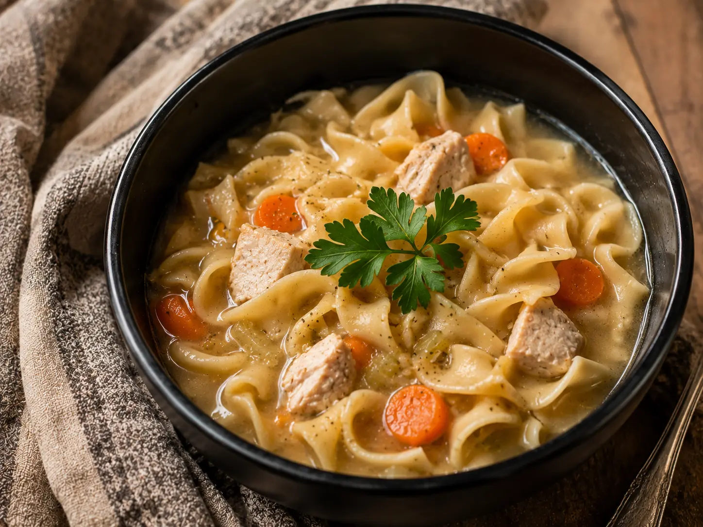 Chicken and Noodle Soup — homemade soup from College Soups in East Indianapolis